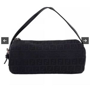 Authentic Fendi Zucca Mini Barrel Bag - Black